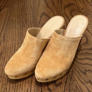 Veronica Beard Camel Suede Mules